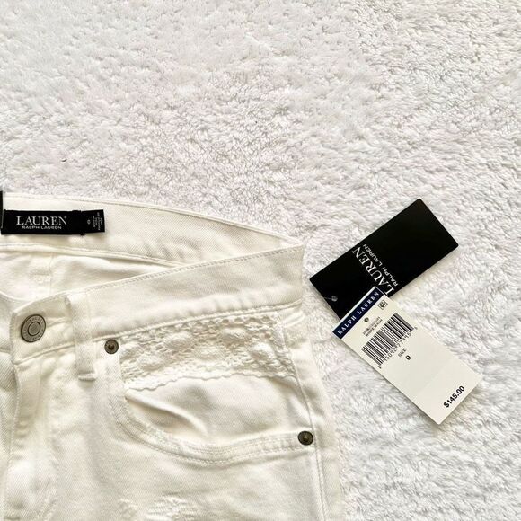 Lauren Ralph Lauren Womens Comfort Stretch Relaxed Eyelet Jeans Size 0 White - Picture 4 of 8